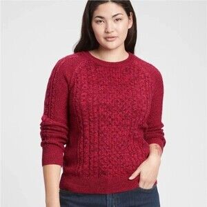 GAP Sweater Red Women Size S Long Sleeve 100% Cotton Crew Neck